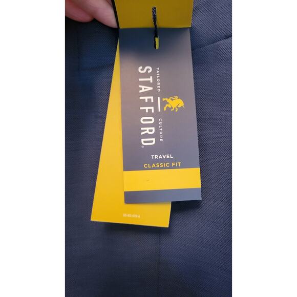 NWT Stafford 46L Blue Sport Coat Blazer Jacket Solid Polyester/Wool Traveld - Picture 16 of 16